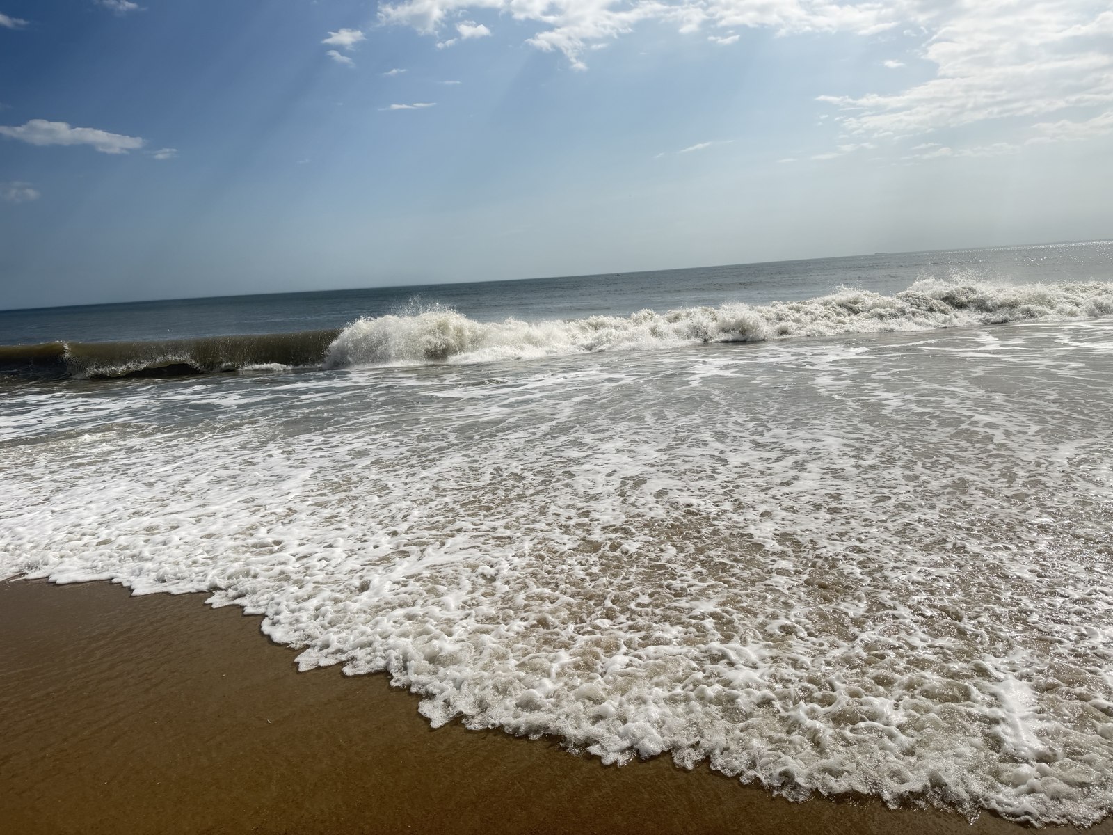 Waves rolling onto the Delaware coast